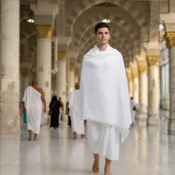 Ihram Set for Hajj & Umrah ,premium 100% Cotton, – Scotch,  Adjustable Belt, Snap Buttons & Inner Pocket ,Suitable for those whose size is confusing