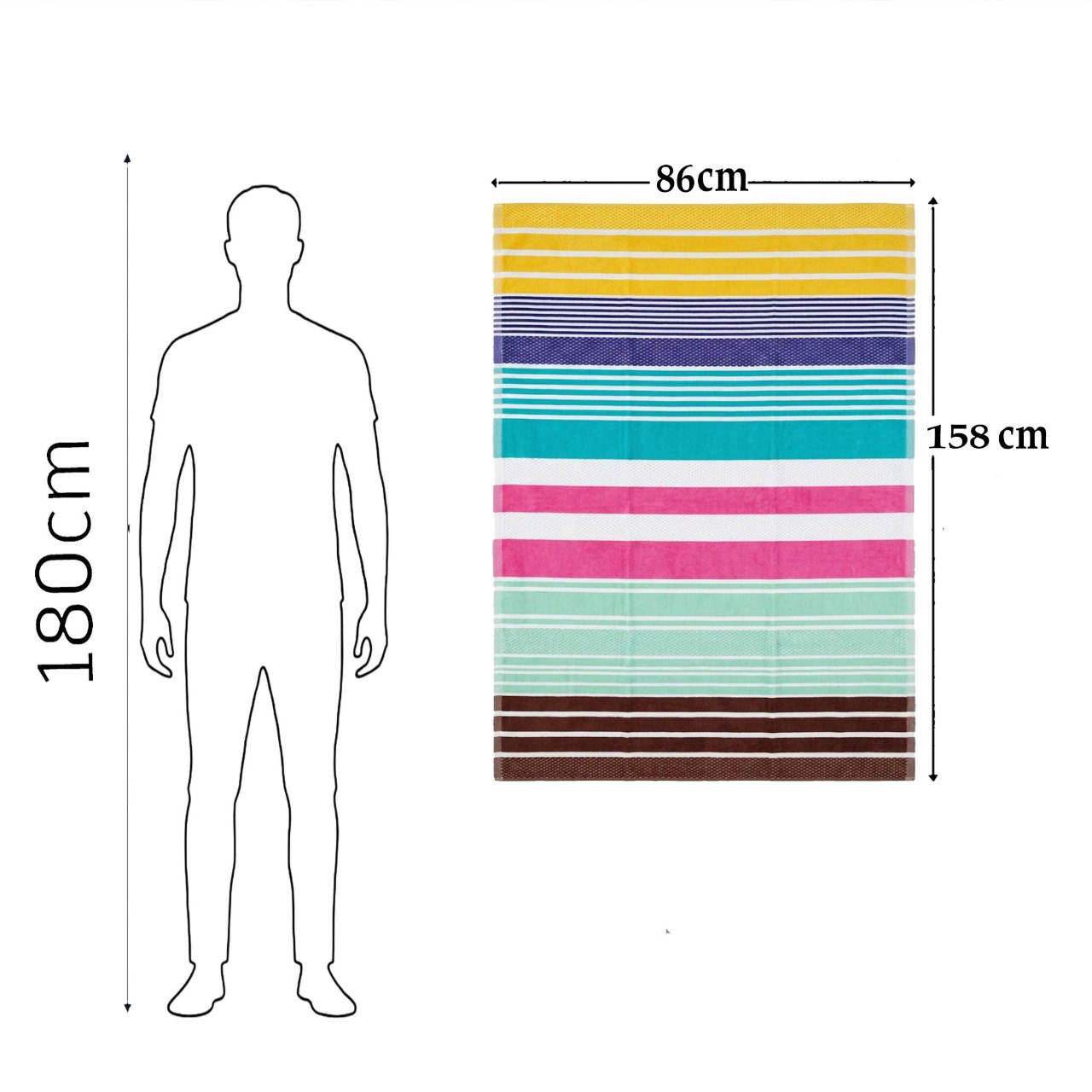 Beach Towel, 100% Cotton ,size 86*158 cm ,Colorful Summer Stripe Design