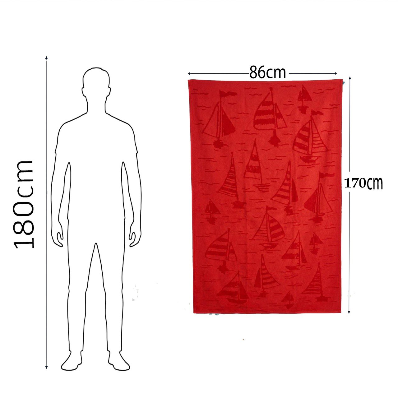 Summer-Ready Beach Towel, 100% Cotton, size 86*170 cm
