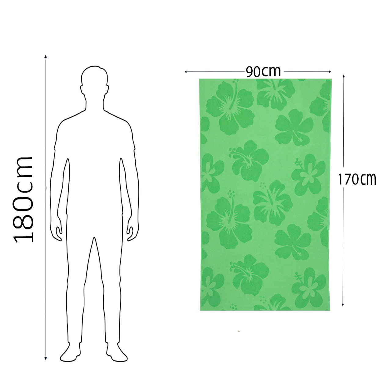 Beach Towel, 100% Cotton, 90x170 cm, Tropical Hibiscus Velour Design
