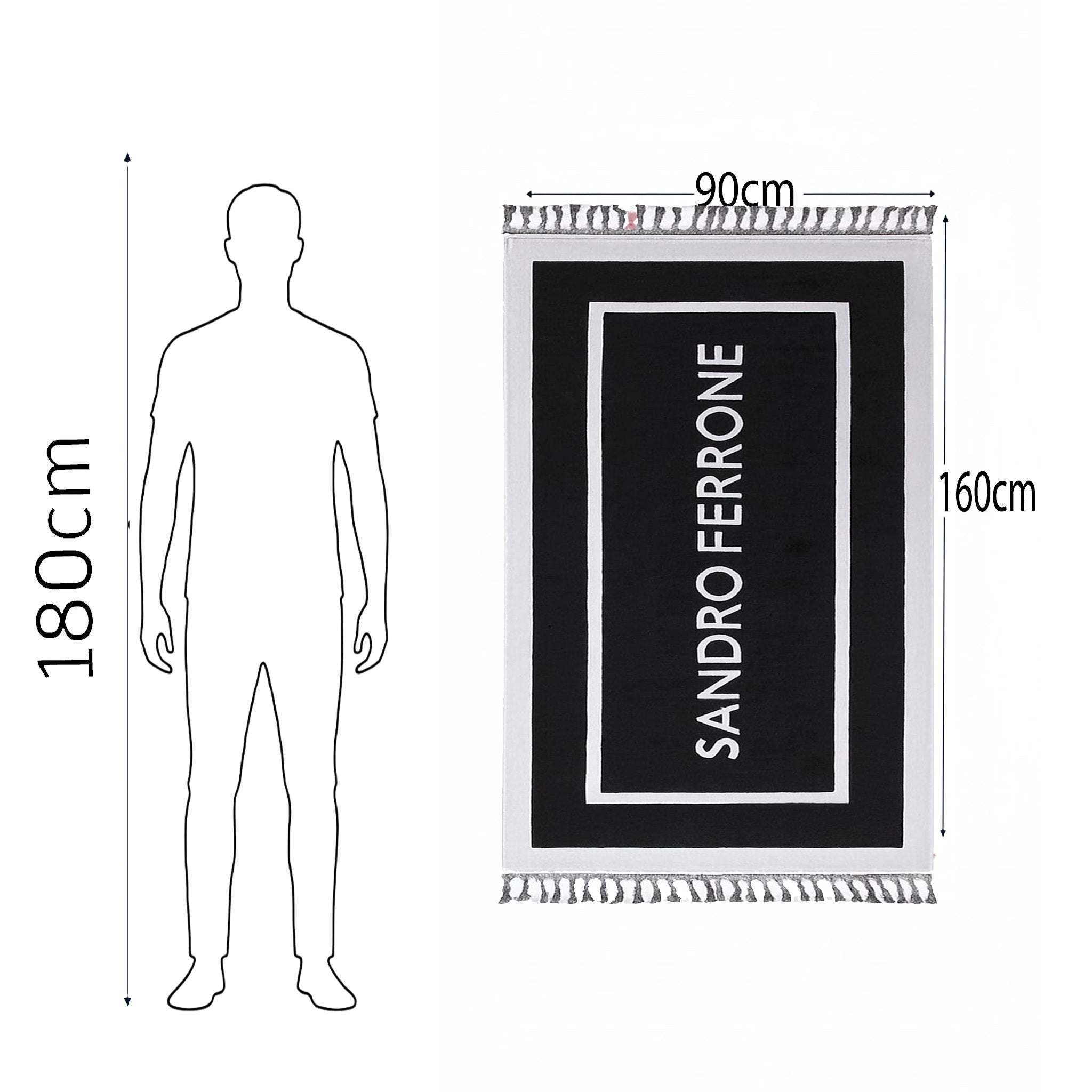Beach Towel, 100% Cotton, size 90*160 cm, Sandro Ferrone Designer Black Edition