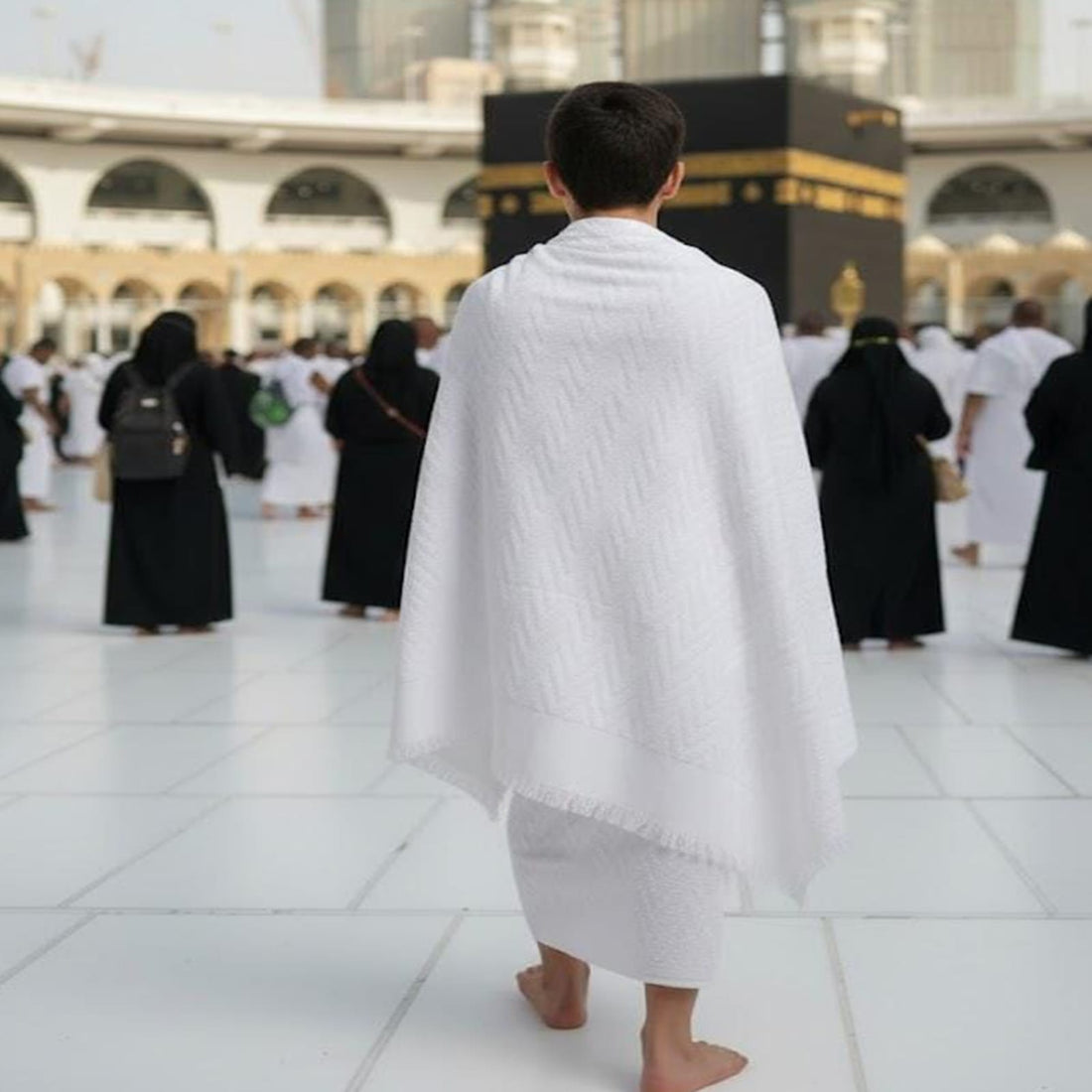 Ihram Set for Hajj & Umrah ,premium 100% Cotton, –  Scotch,  Adjustable Belt, Snap Buttons & Inner Pocket, for children