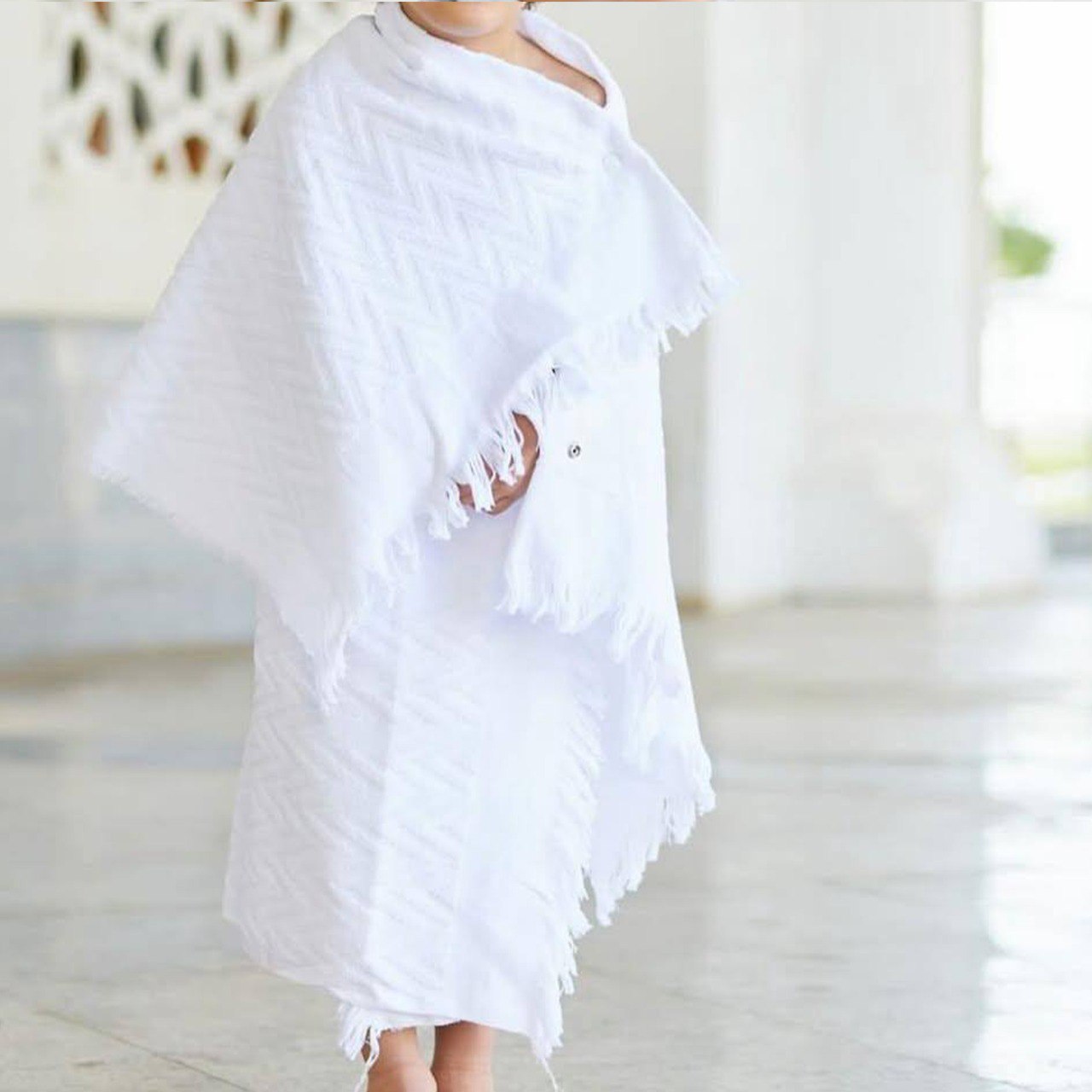 Ihram Set for Hajj & Umrah ,premium 100% Cotton, –  Scotch,  Adjustable Belt, Snap Buttons & Inner Pocket, for children
