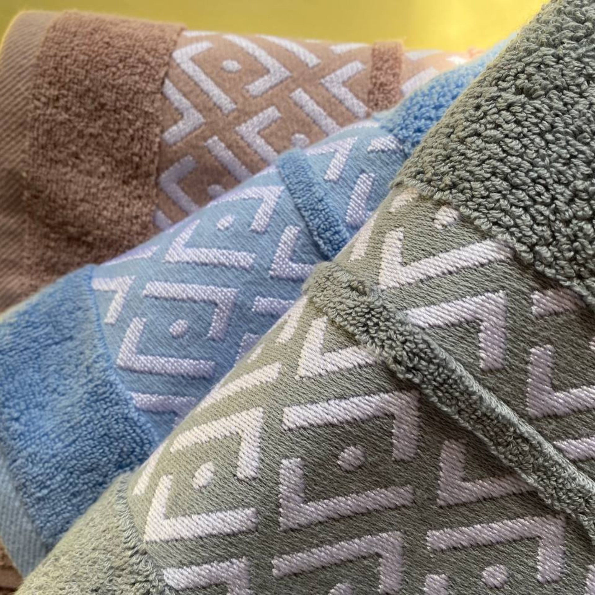Face Towel , 50*100 ,  100% Cotton,The Geometric Diamond Border