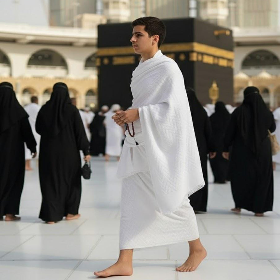 Ihram Set for Hajj & Umrah ,premium 100% Cotton, – Scotch,  Adjustable Belt, Snap Buttons & Inner Pocket ,Suitable for those whose size is confusing