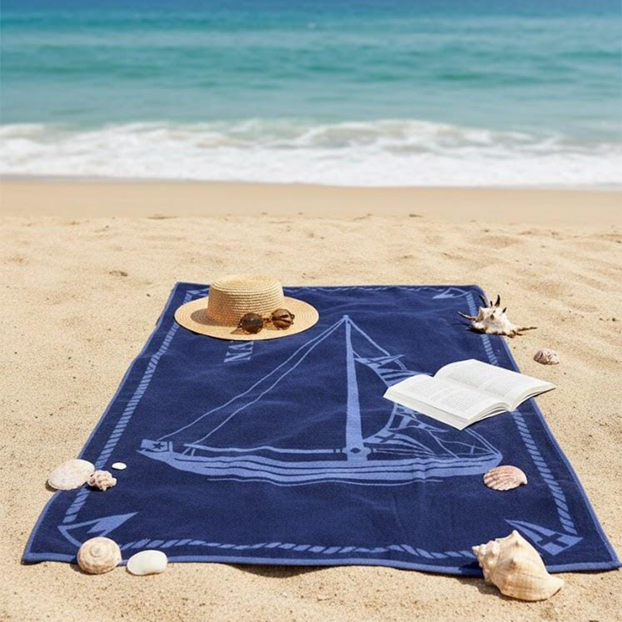 Beach Towel, 100% Cotton, Size 95*170 cm, Navigate Sailing Edition