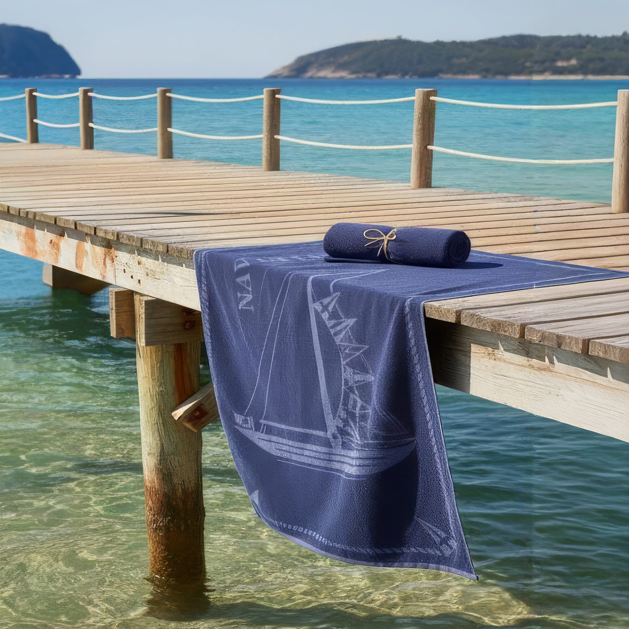 Beach Towel, 100% Cotton, Size 95*170 cm, Navigate Sailing Edition