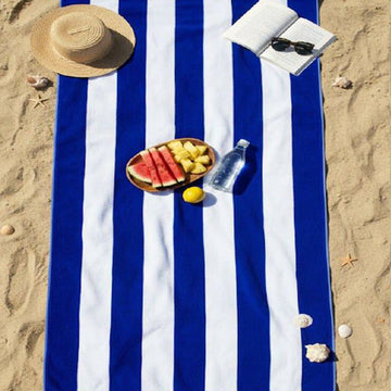 Beach Towel, 100% Cotton, Striped white and blue, size 100*200