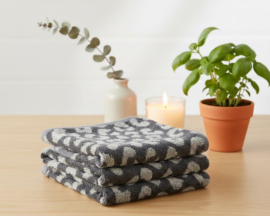 Kitchen Towel,terry ,50×50 cm ,100% Cotton , plain , leopard print