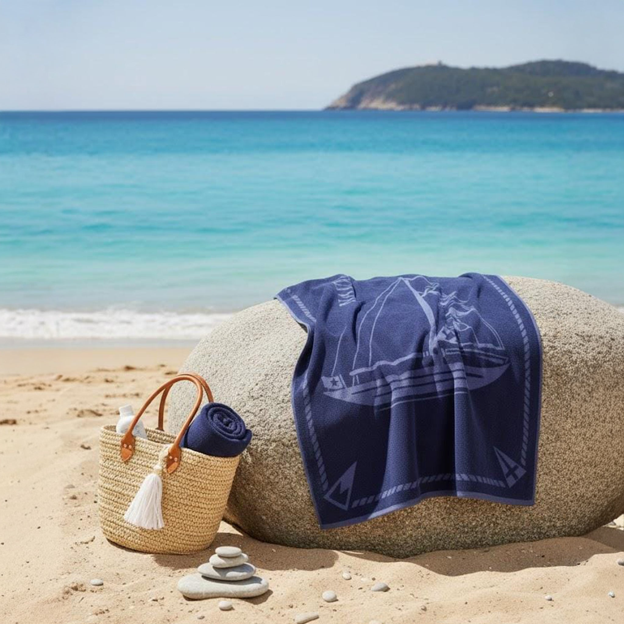 Beach Towel, 100% Cotton, Size 95*170 cm, Navigate Sailing Edition