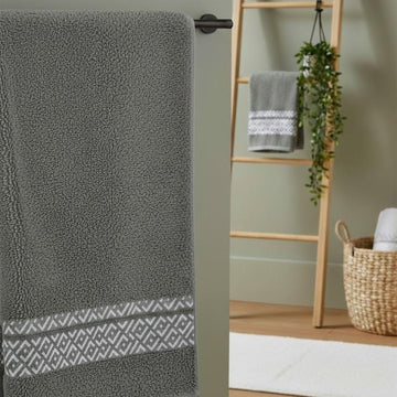 Face Towel , 50*100 ,  100% Cotton,The Geometric Diamond Border