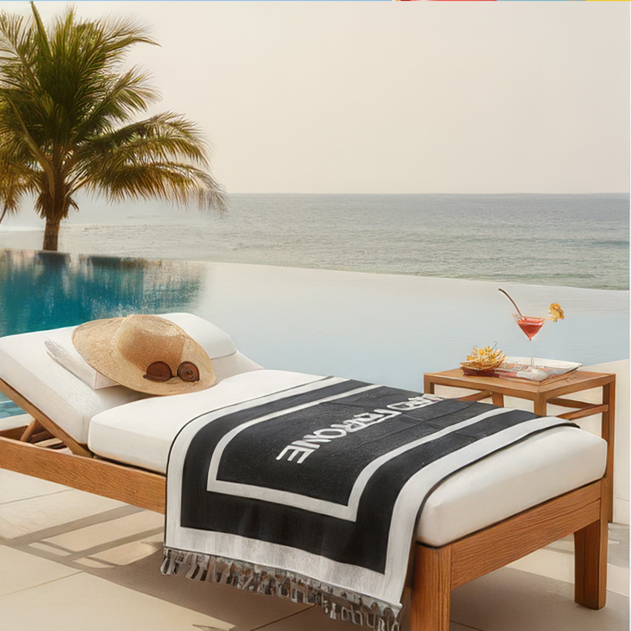 Beach Towel, 100% Cotton, size 90*160 cm, Sandro Ferrone Designer Black Edition