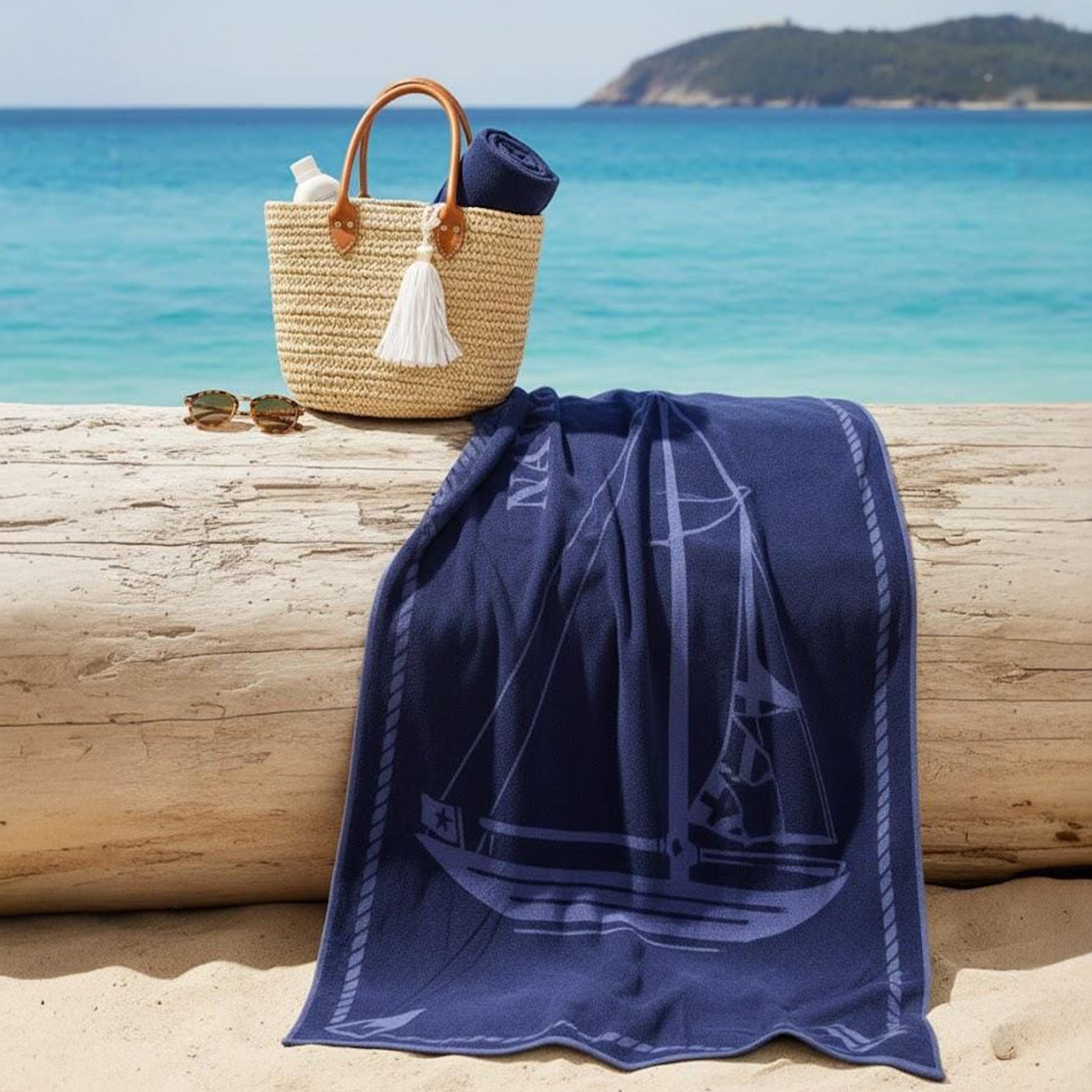 Beach Towel, 100% Cotton, Size 95*170 cm, Navigate Sailing Edition