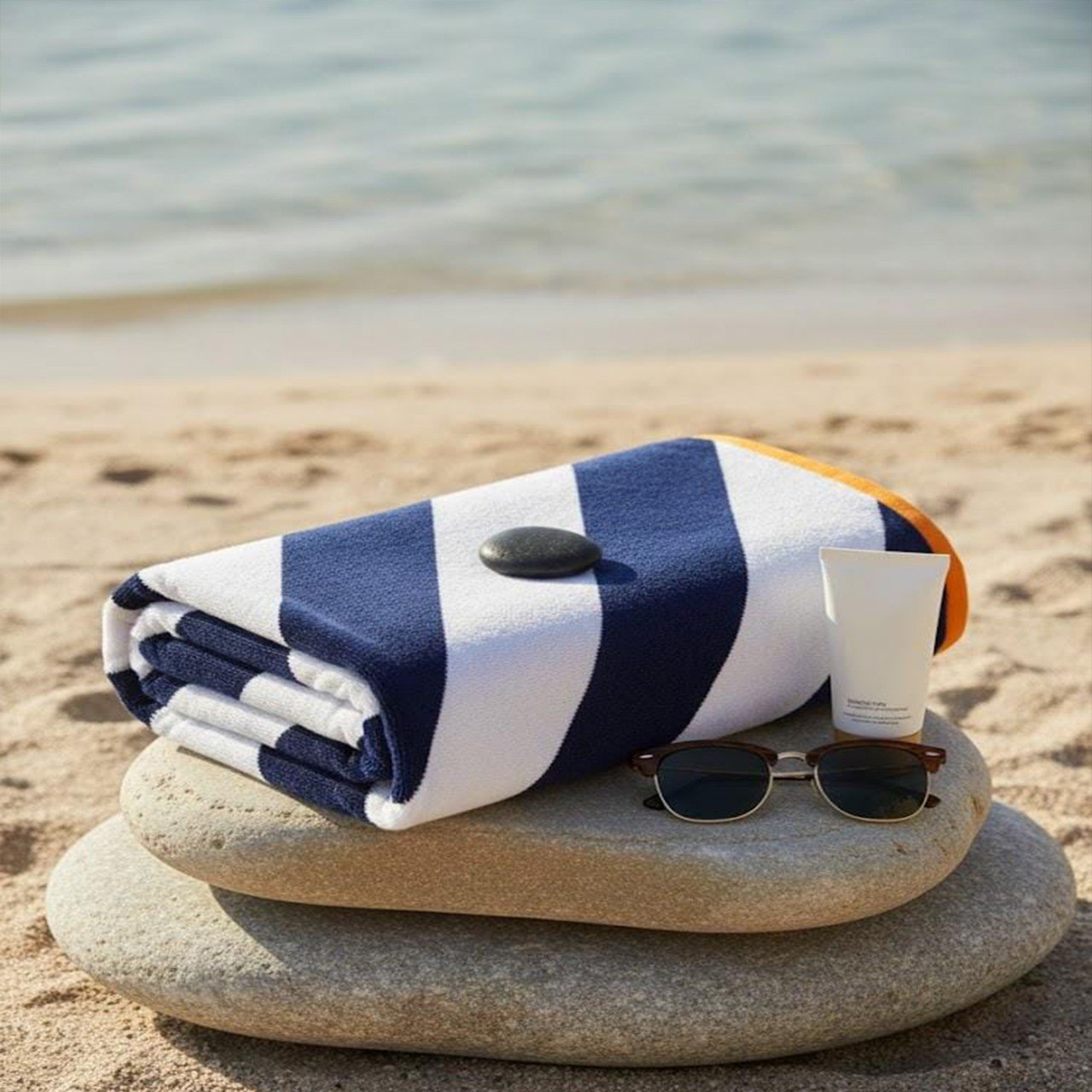 Beach Towel, 100% Cotton, Size 90*180 cm, Action Sport Diagonal Stripe Design