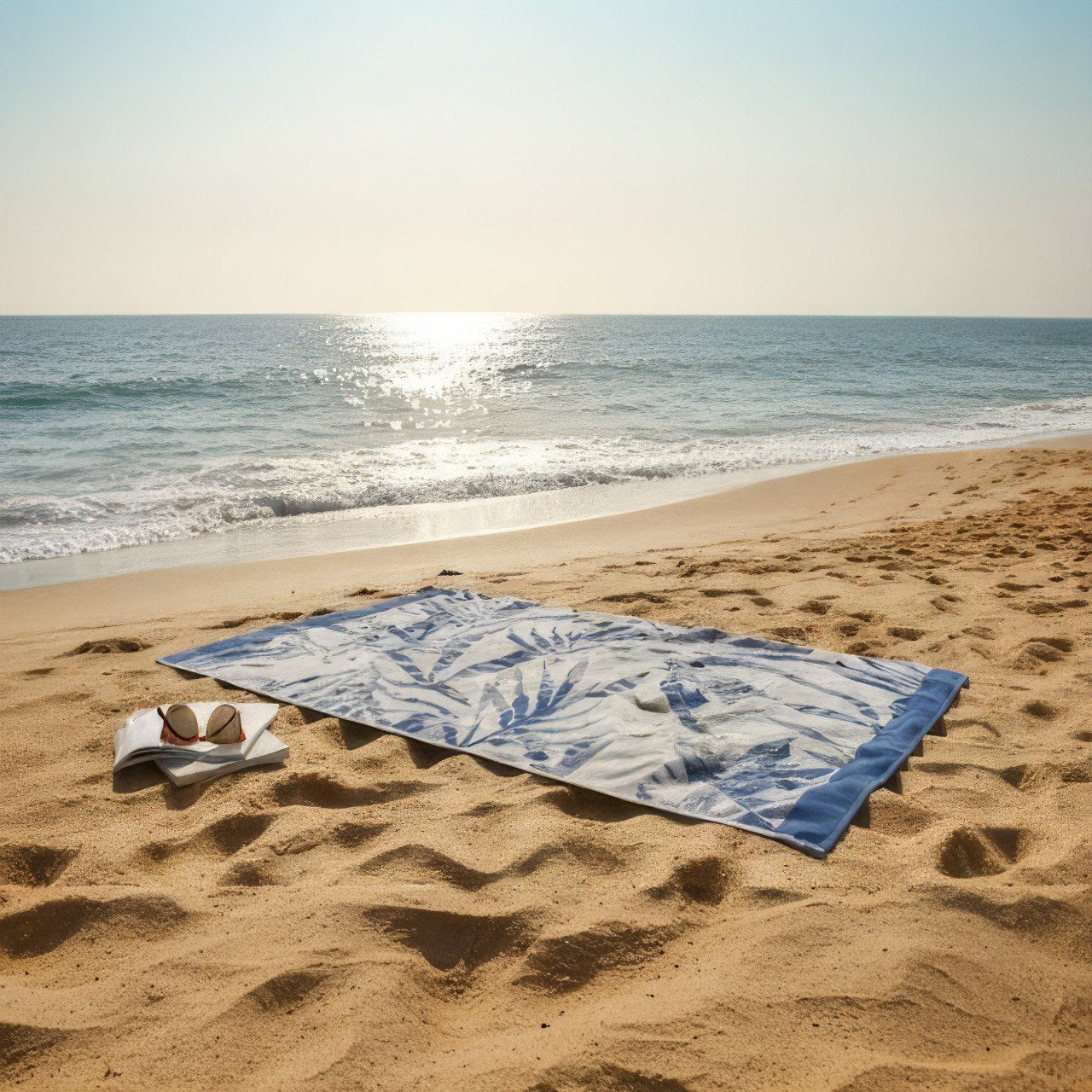 Beach Towel, 100% Cotton, 90x160 cm, Tropical Palm Leaf Elegance