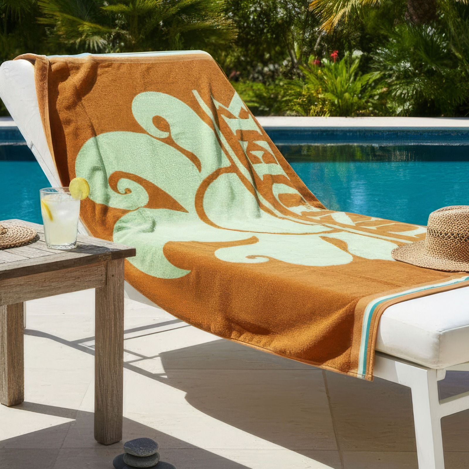 Beach Towel, 100% cotton ,Light Brown, size 100*180