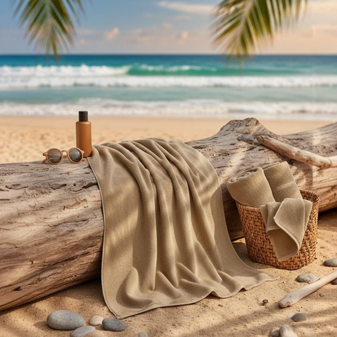 Beach Towel, 100% Cotton ,size 100*200  cm, Terry , Pure Sand Luxury Oversized Design