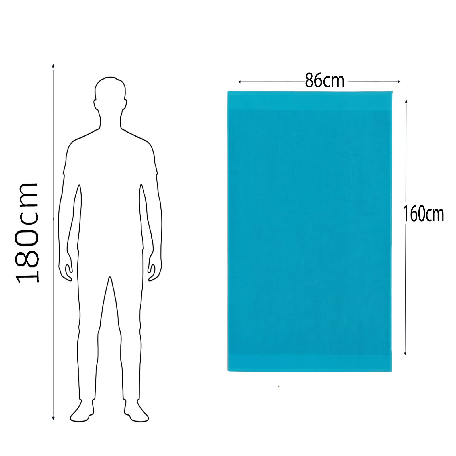 Beach Towel, 100% cotton ,Turqoise  , size 160*86