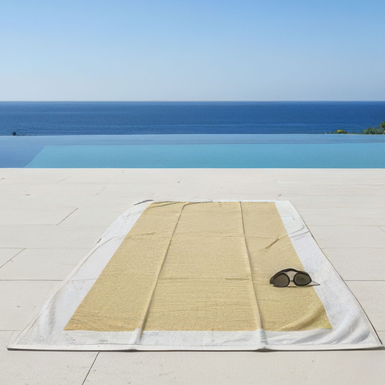 Beach Towel, 100% Cotton ,Beige with white frame , size 86*160