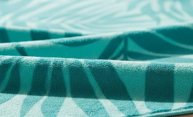 Beach Towel, 100% Cotton ,Turqoise  , size 160*86 ,velour leaf design