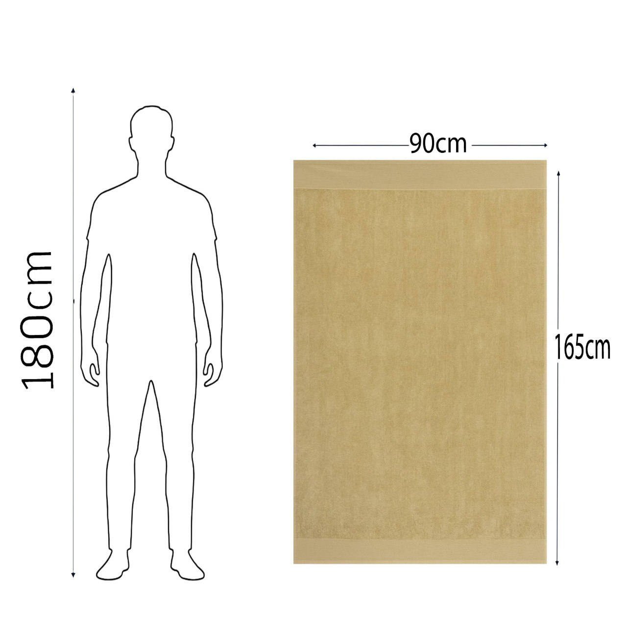 Beach Towel, 100% Cotton ,Beige , size 165*90