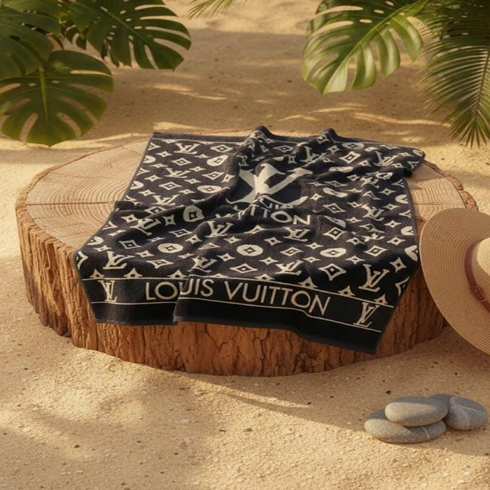 Beach Towel, 100% Cotton ,size 86*150 cm , Louis Vuitton Design