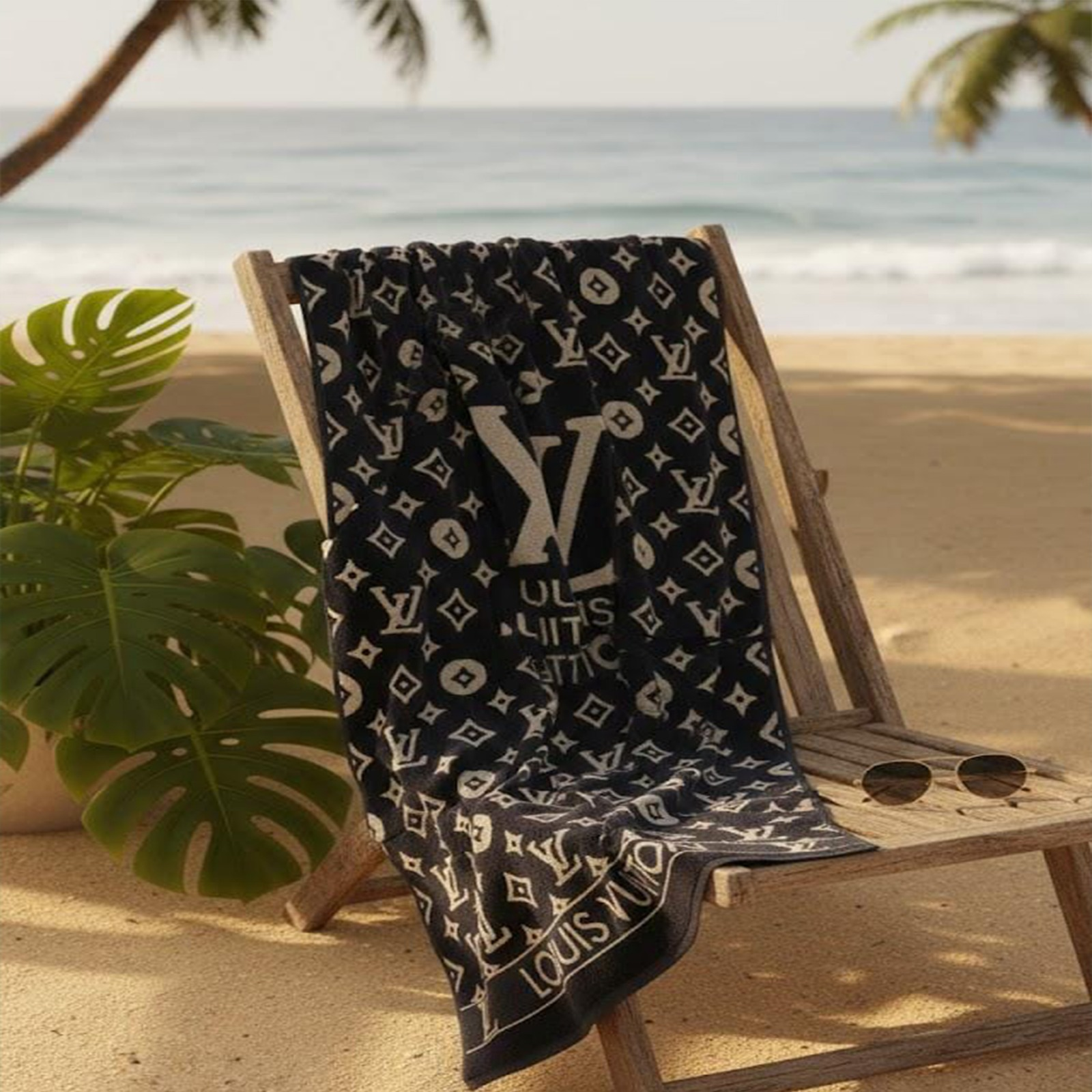 Beach Towel, 100% Cotton ,size 86*150 cm , Louis Vuitton Design