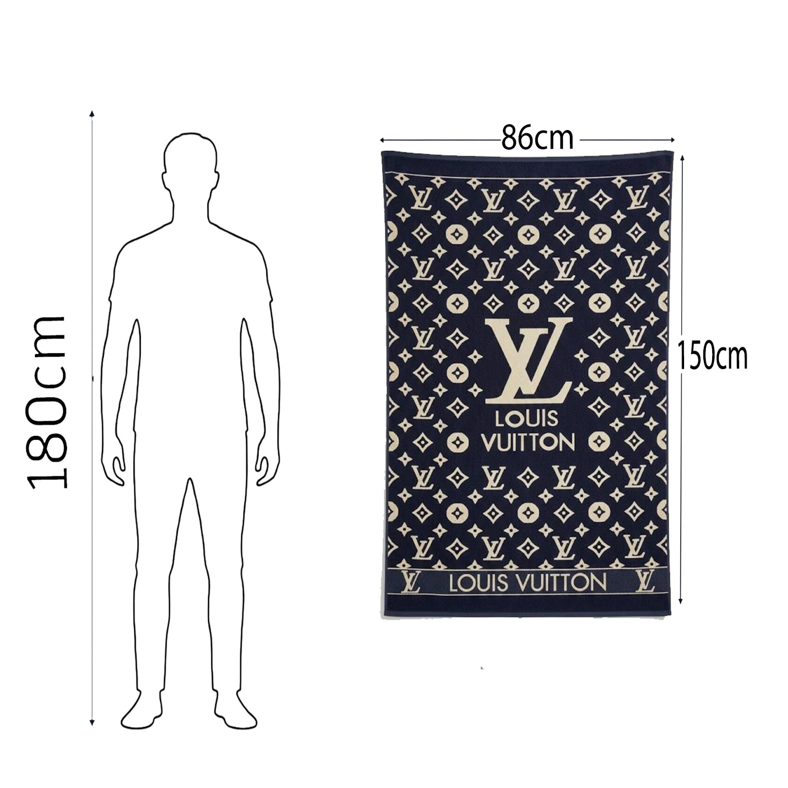 Beach Towel, 100% Cotton ,size 86*150 cm , Louis Vuitton Design