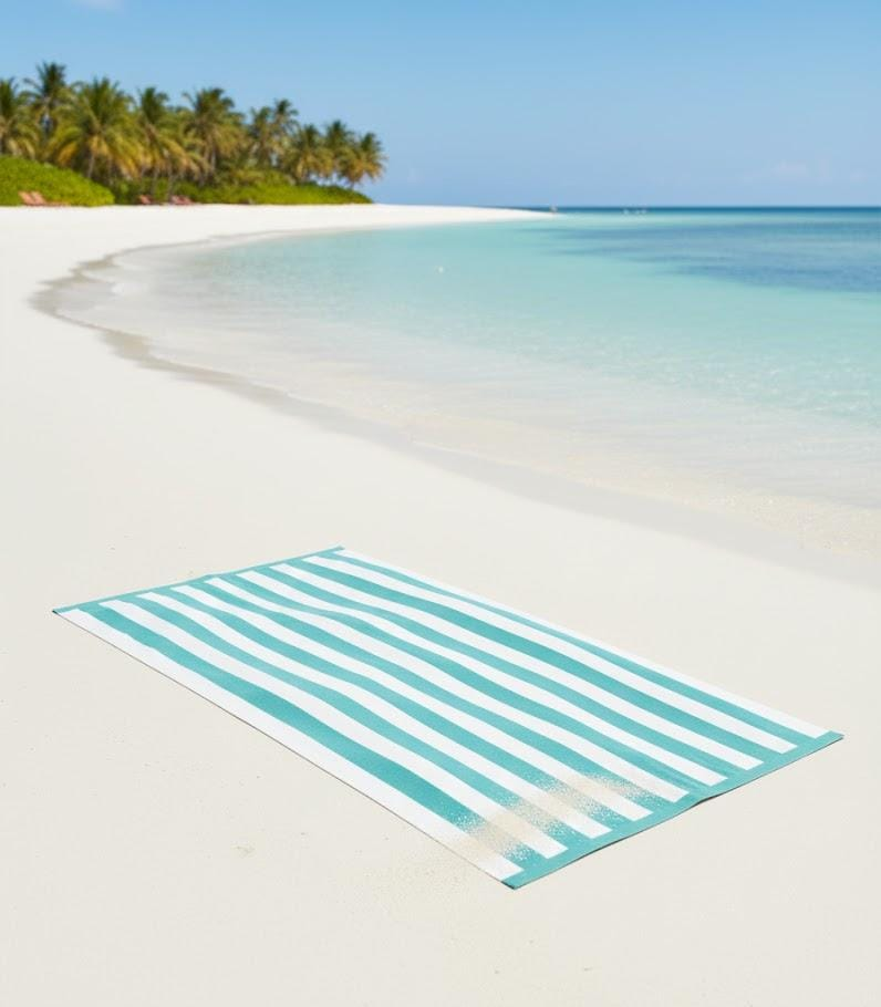Beach Towel, 100% cotton , stripe Turqoise with white, size 86*160