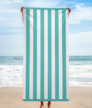 Beach Towel, 100% cotton , stripe Turqoise with white, size 86*160