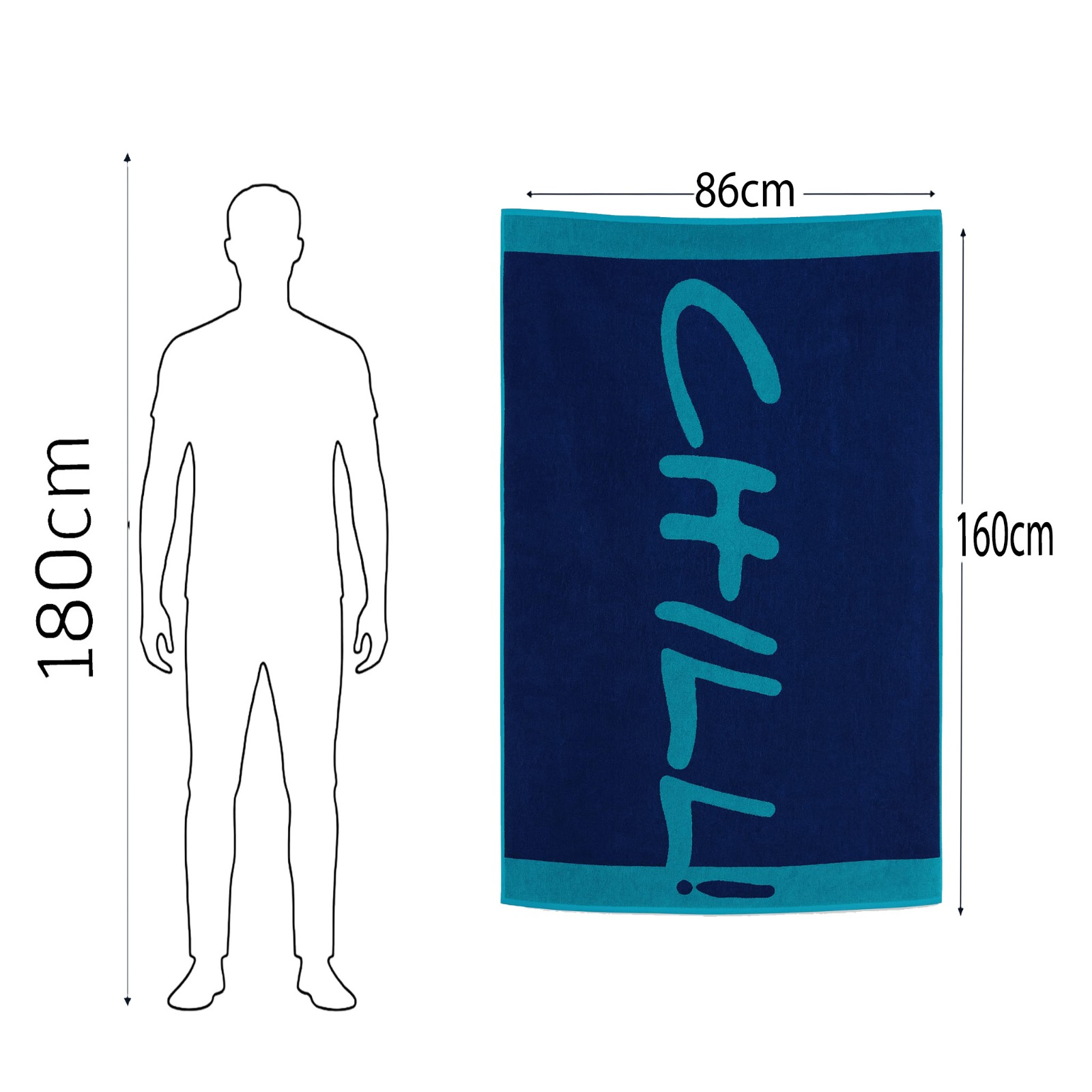 Beach Towel, 100% Cotton ,size 86*160,Chill Typography Design