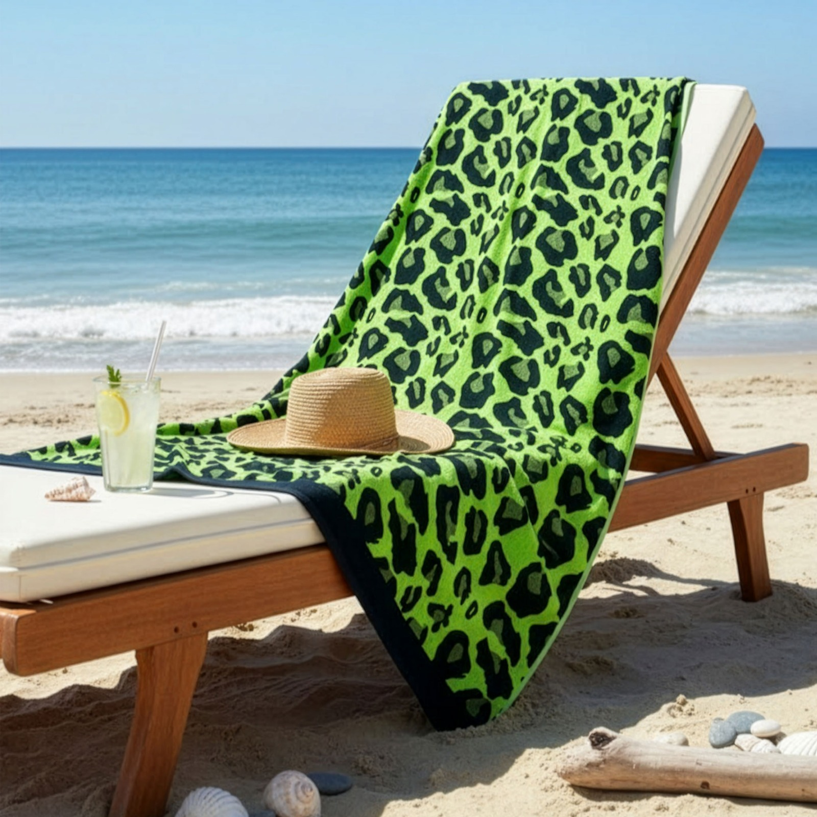 Beach Towel, 100% Cotton , Green, size 160*86