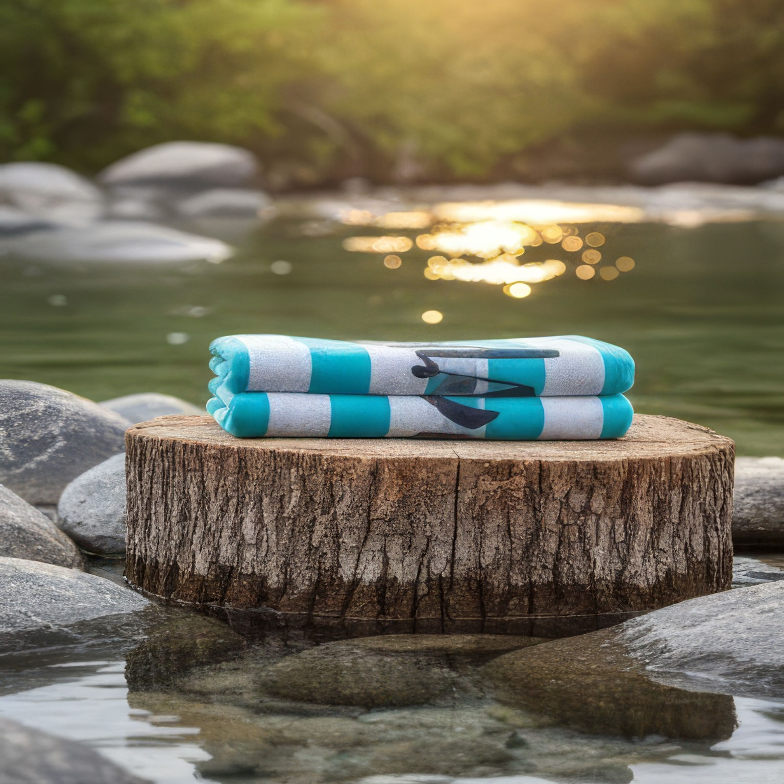 Beach Towel, 100% Cotton , Stripe turqoise and white , size 160*86