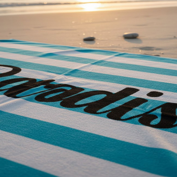 Beach Towel, 100% Cotton , Stripe turqoise and white , size 160*86