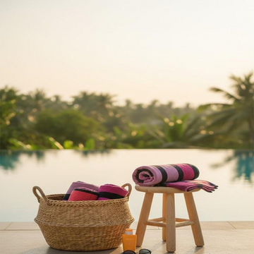 Beach Towel, 100% Cotton ,size 86*160  cm , pink Ombré Stripe Design