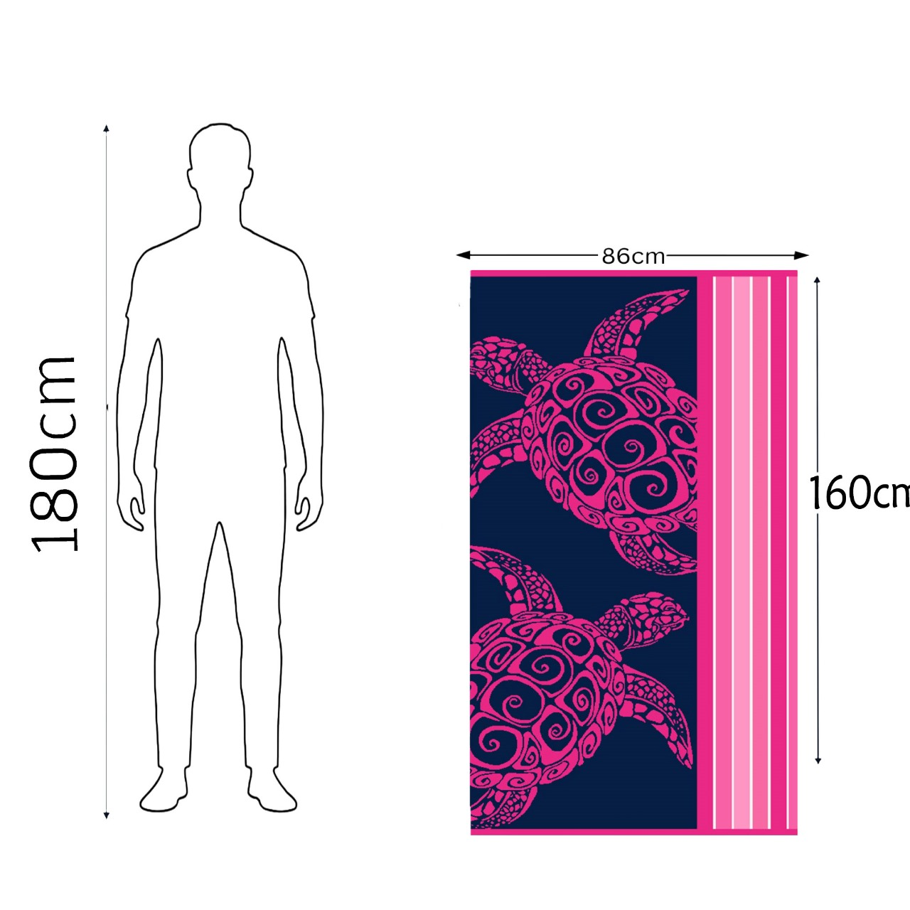 Beach Towel, 100% cotton ,Fuchsia , size 86*160