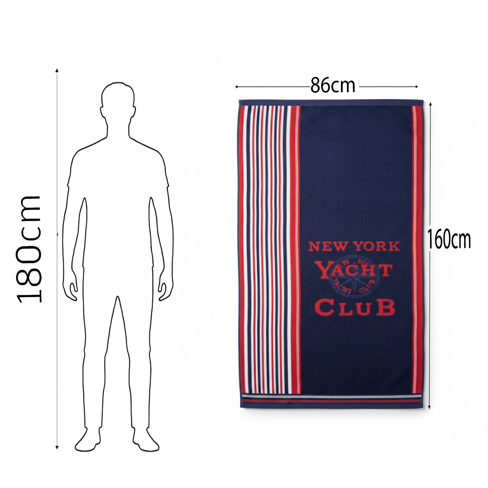 Beach Towel, 100% Cotton ,size 160*86,New York Yacht Club Design