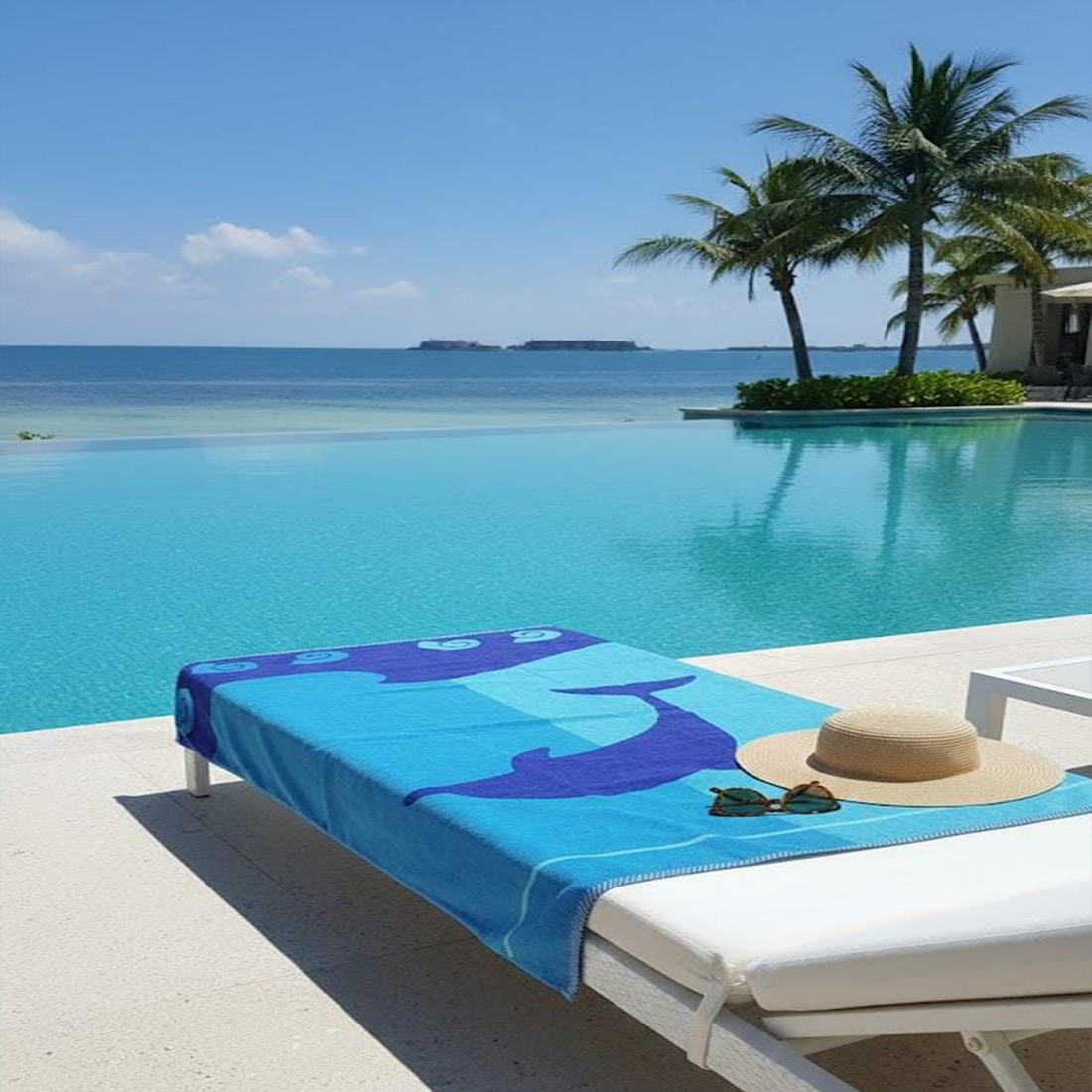 Beach Towel, 100% Cotton ,size 160*86 ,Ocean Whale Design