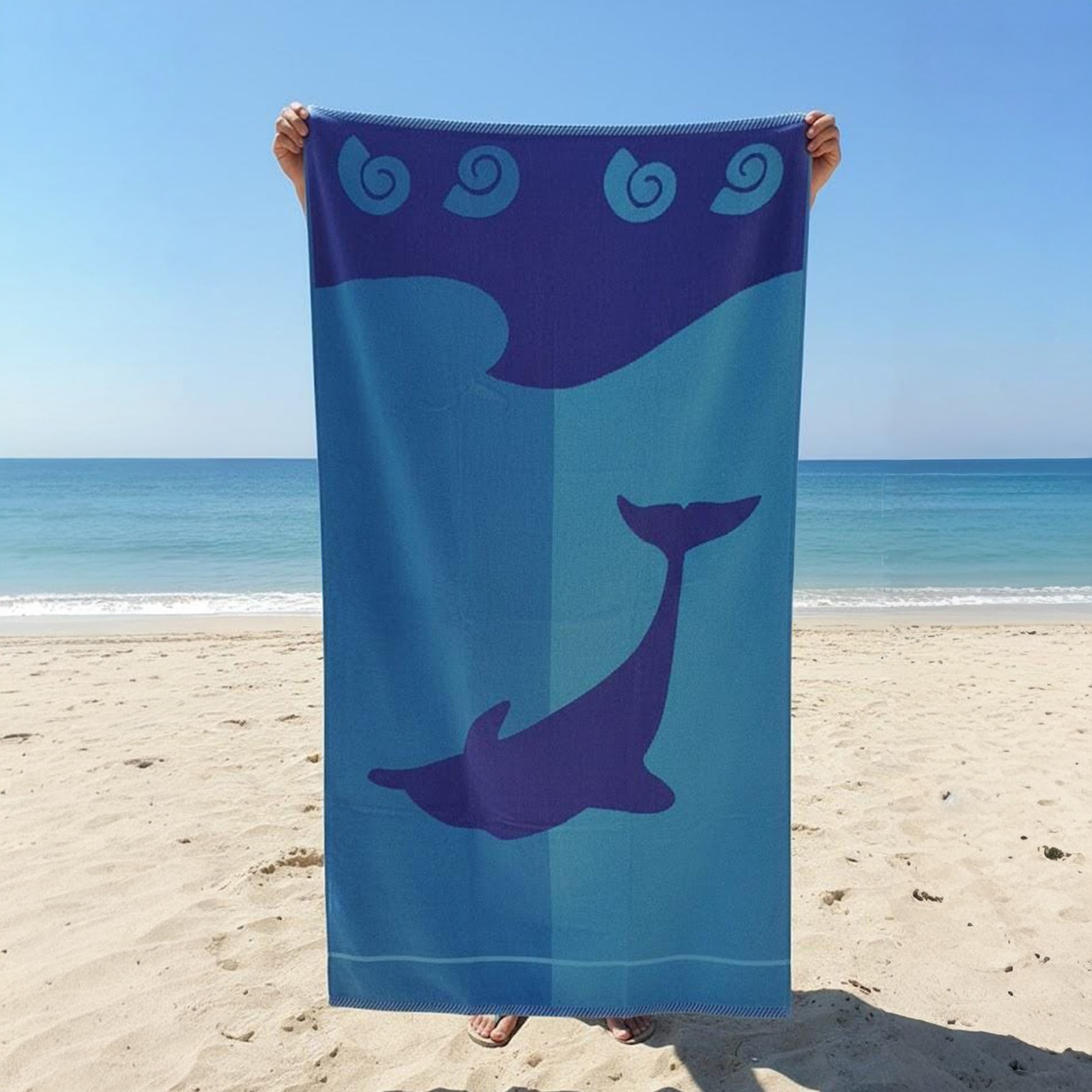 Beach Towel, 100% Cotton ,size 160*86 ,Ocean Whale Design