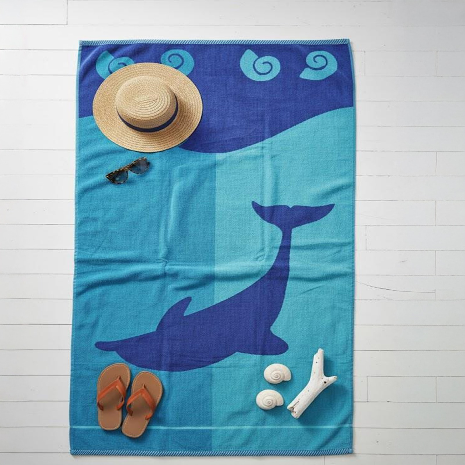 Beach Towel, 100% Cotton ,size 160*86 ,Ocean Whale Design