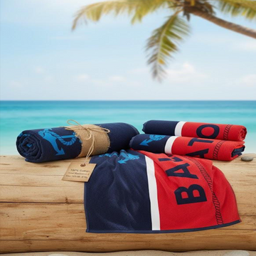 Beach Towel, 100% Cotton ,size 86*160 cm , Balaton Nautical Anchor Design