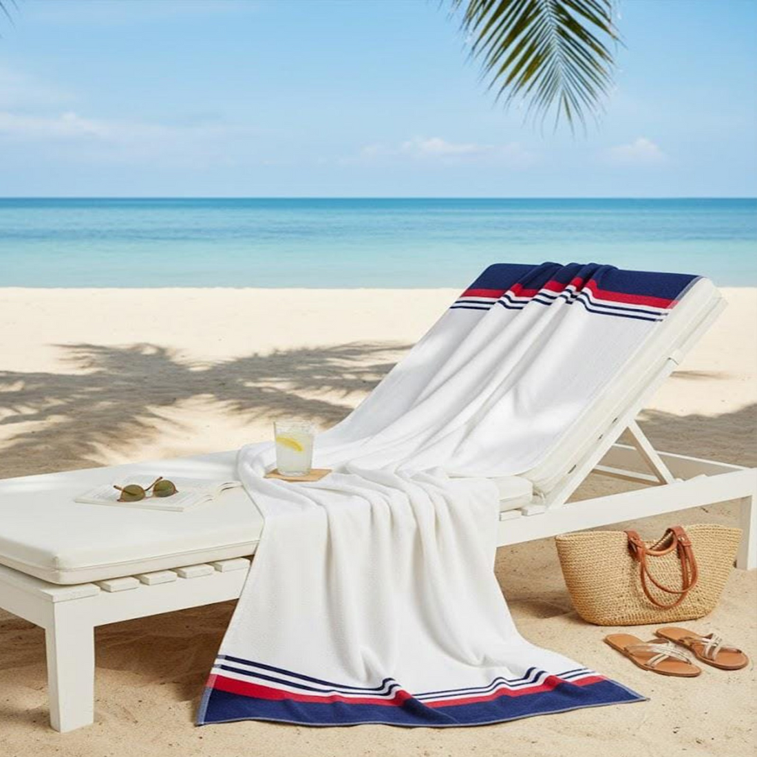 Beach Towel, 100% cotton ,size 89*165 cm , Nautical Stripe Performance Design