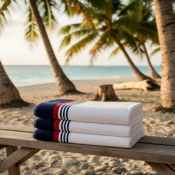 Beach Towel, 100% cotton ,size 89*165 cm , Nautical Stripe Performance Design
