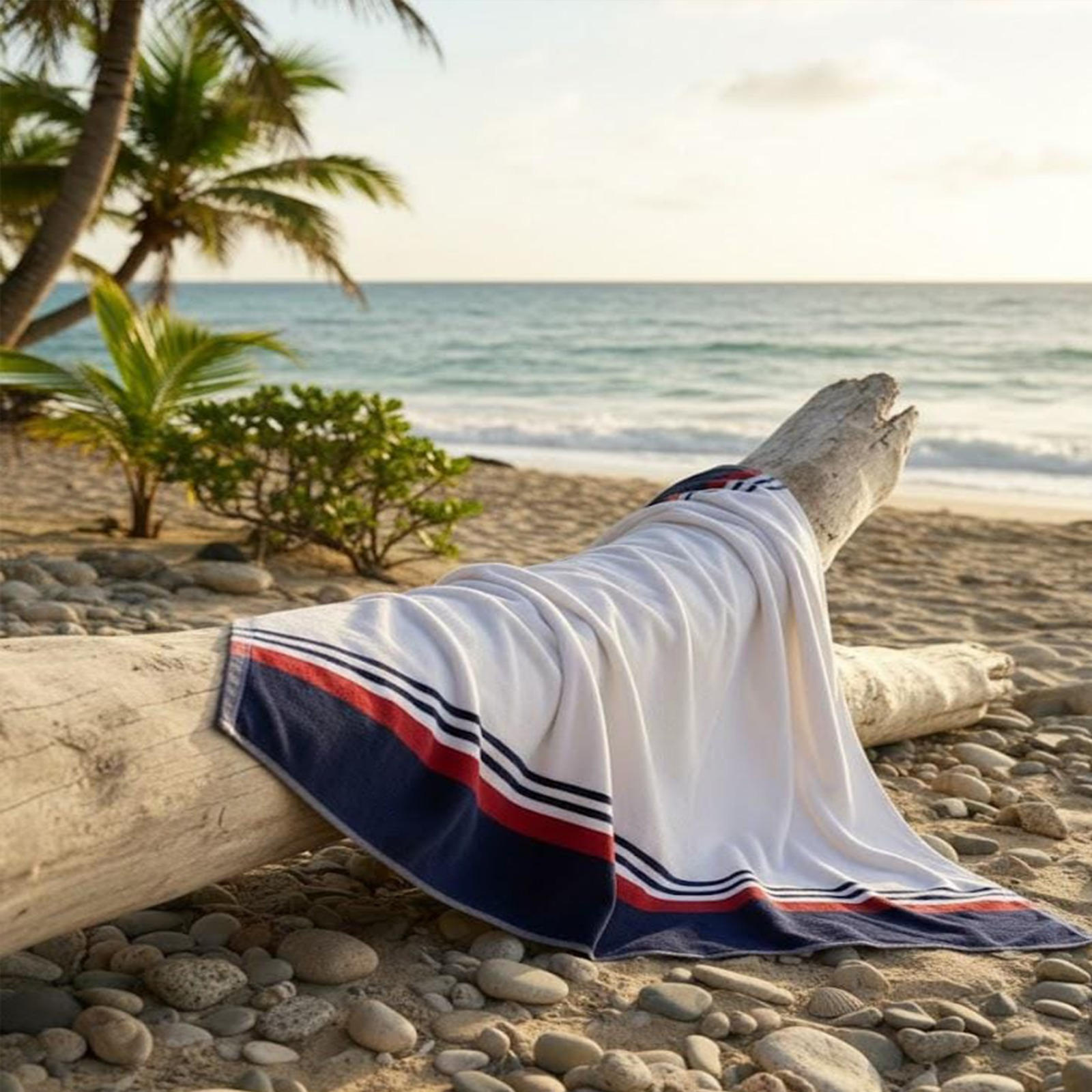 Beach Towel, 100% cotton ,size 89*165 cm , Nautical Stripe Performance Design