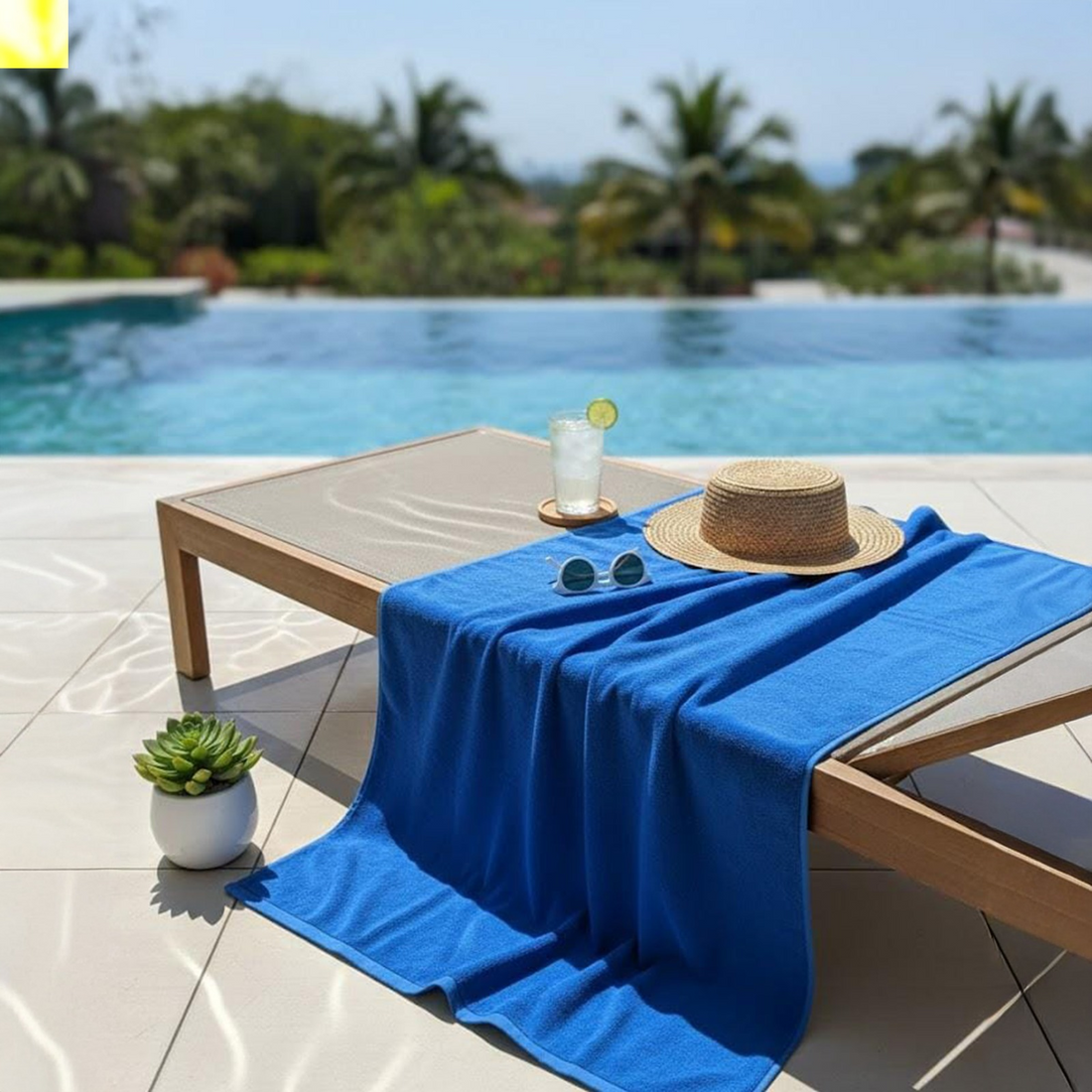 Beach Towel, 100% cotton ,size  90*153 cm ,Royal Azure Reversible Stripe Design