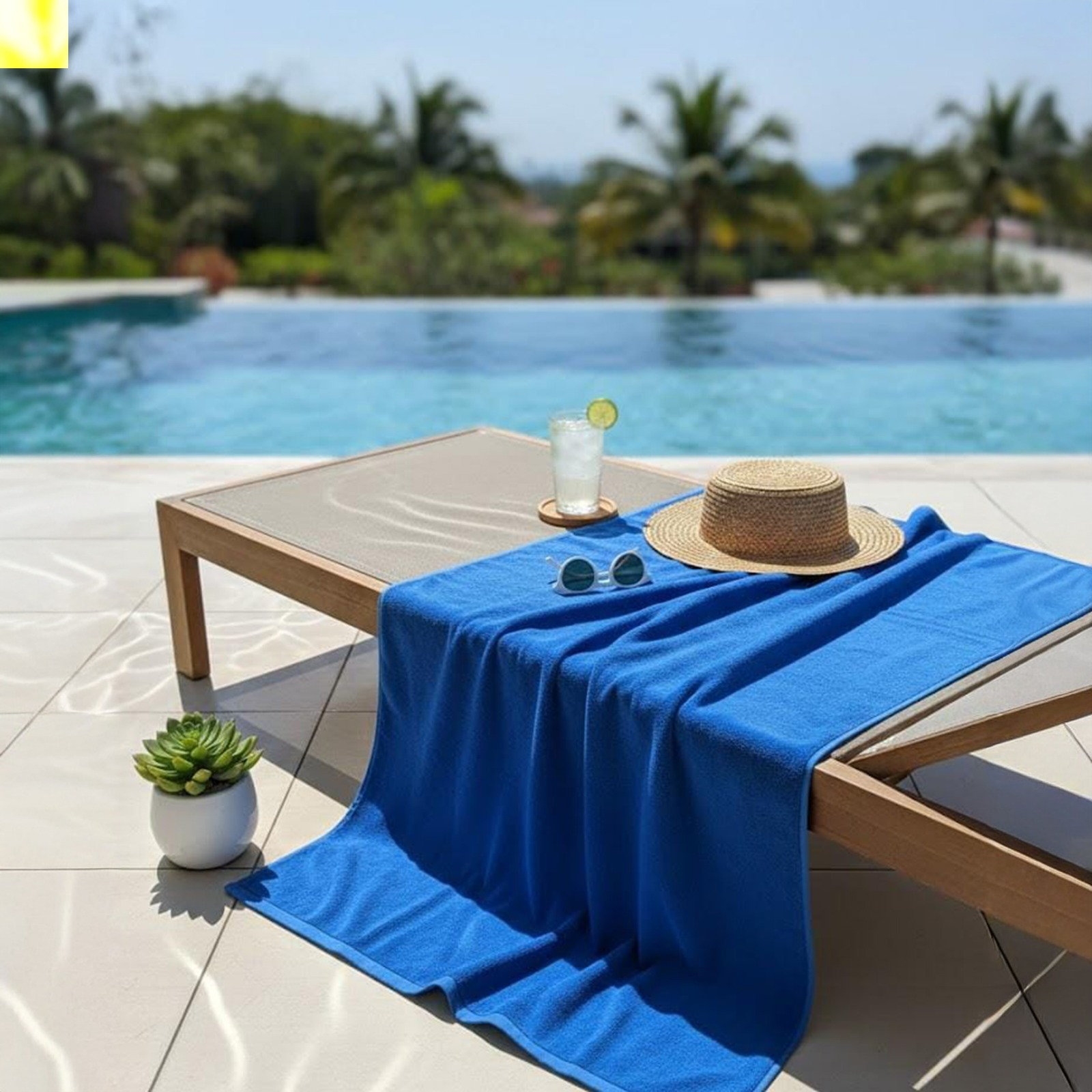 Beach Towel, 100%  Egyptian Cotton ,size  90* 153cm ,Royal Azure Reversible Stripe Design