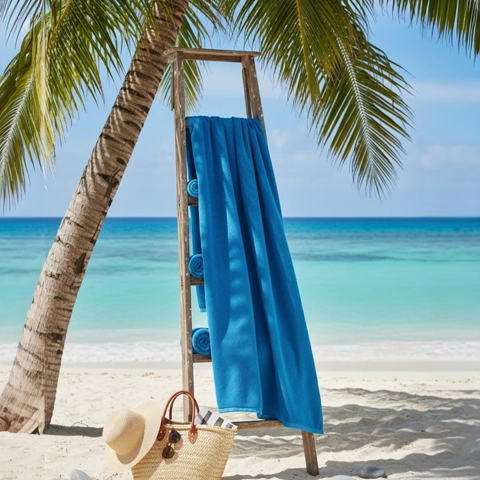 Beach Towel, 100%  Egyptian Cotton ,size  90* 153cm ,Royal Azure Reversible Stripe Design