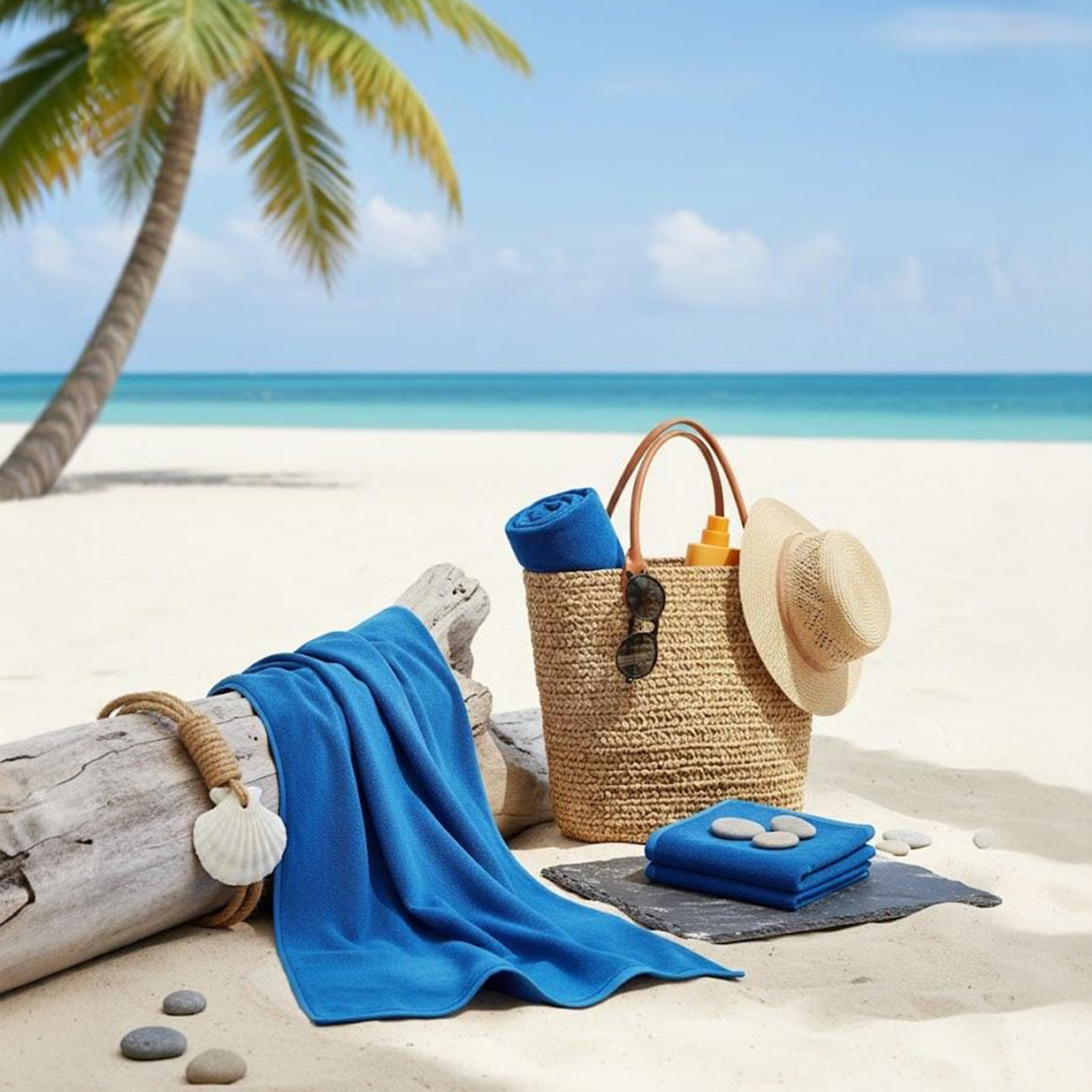 Beach Towel, 100%  Egyptian Cotton ,size  90* 153cm ,Royal Azure Reversible Stripe Design