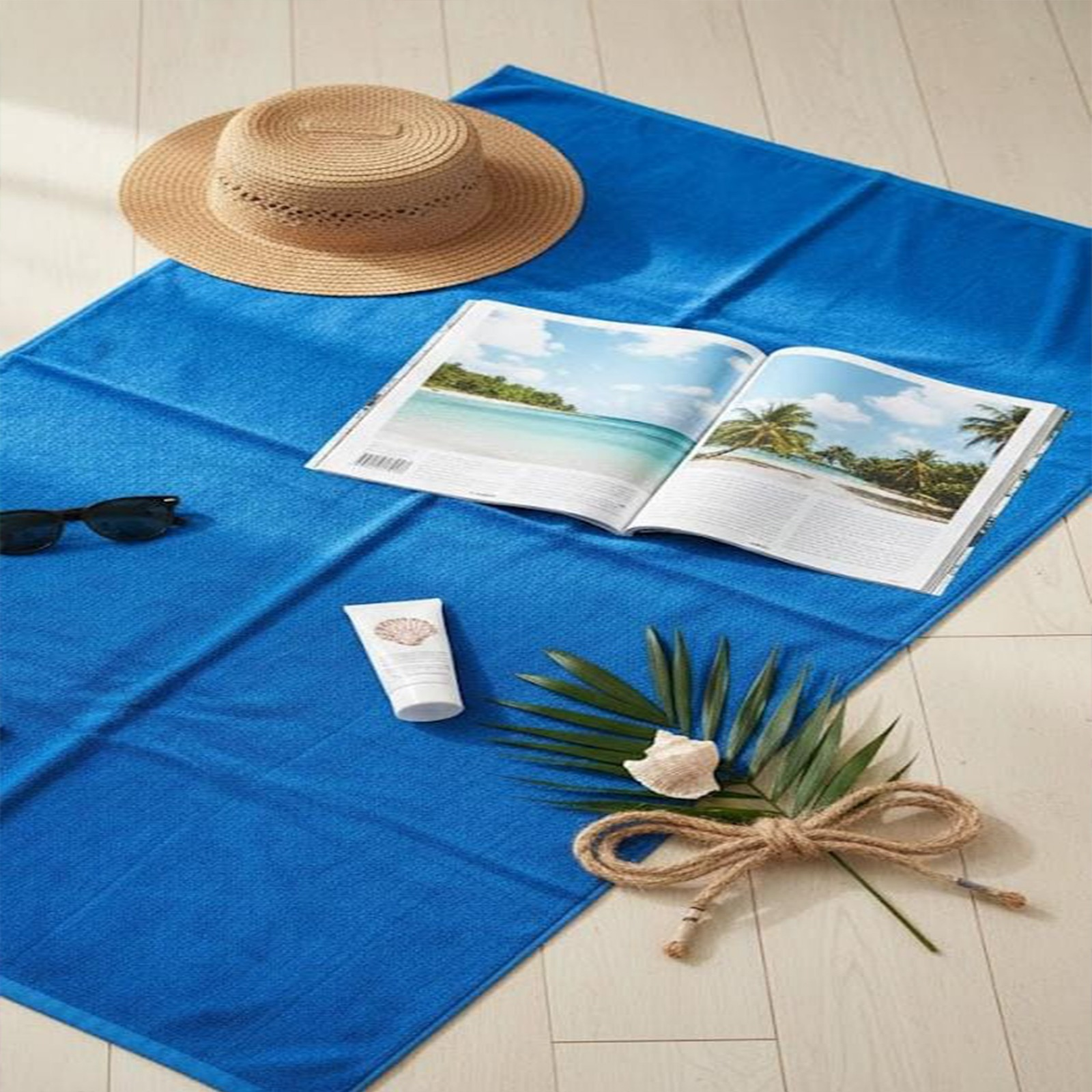 Beach Towel, 100%  Egyptian Cotton ,size  90* 153cm ,Royal Azure Reversible Stripe Design
