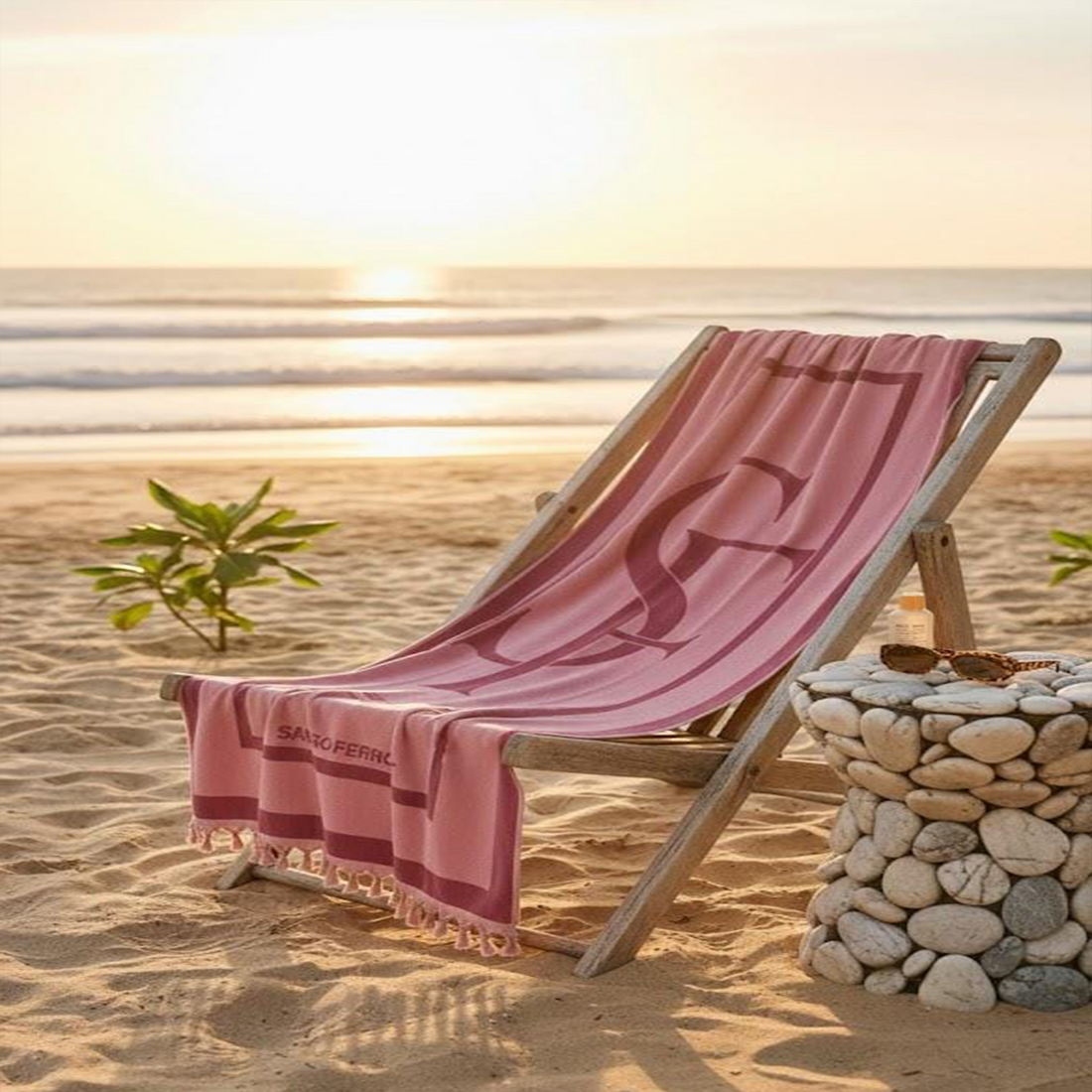 Beach Towel, 100% cotton ,size  90*160 cm ,Sandro Ferrone Signature Tassel Design